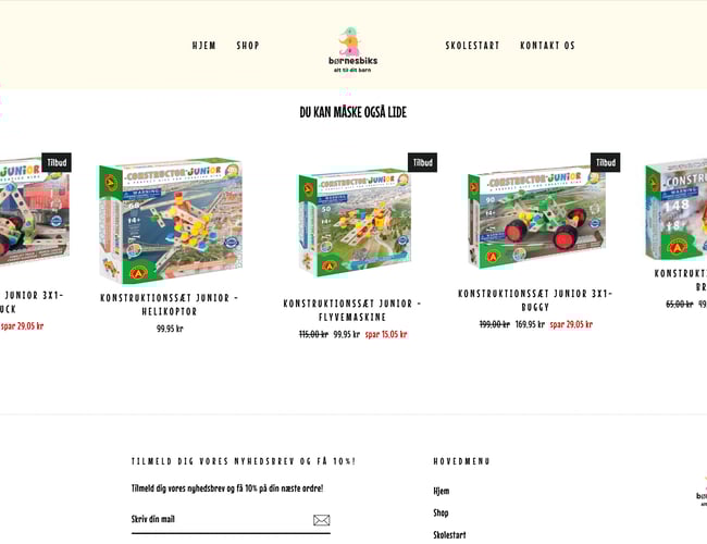 Køreklar webshop BØRNESBIKS.DK - Lejetøj og diverse til børn, perfekt til skolestart!