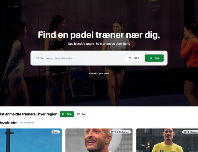 Markedsplads for private padel trænere