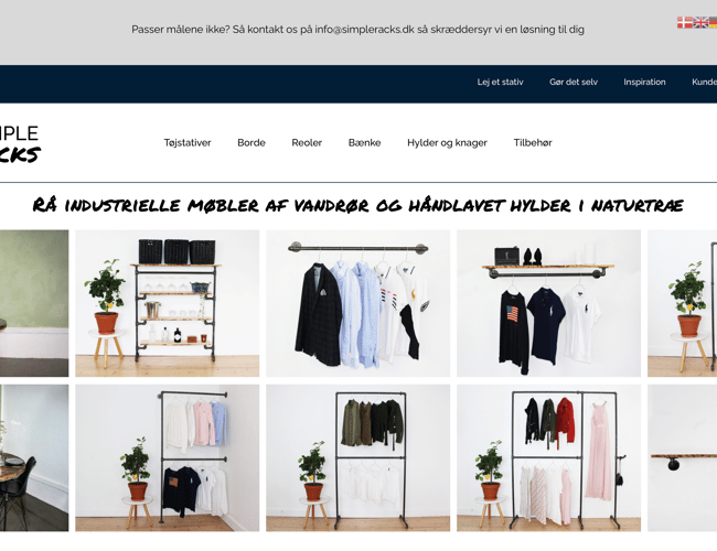 Webshop i vækst med industriel interiør af vandrør. Stor efterspørgelse hos B2C & B2B