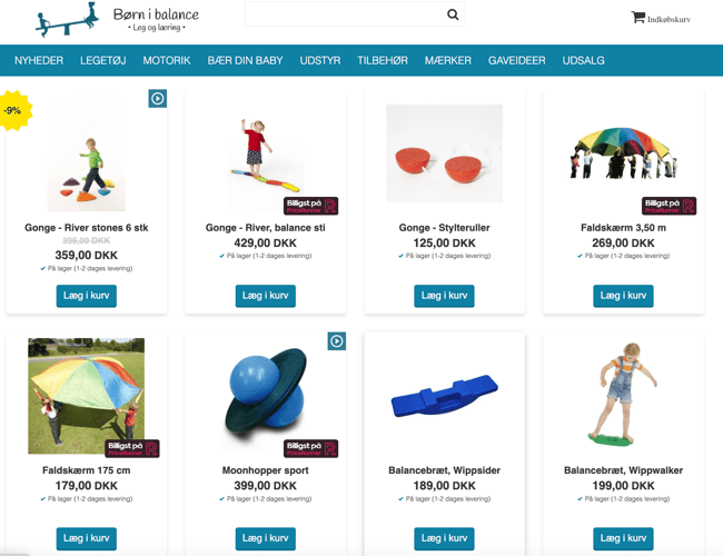 14 år gammel Webshop til salg - Børnibalance - Omsætning 3.3 millioner - Forventet 4.2 millioner i 2023