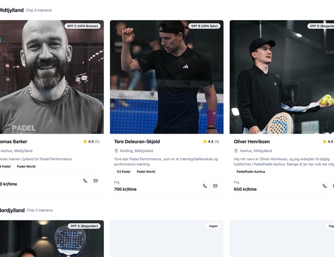 Markedsplads for private padel trænere