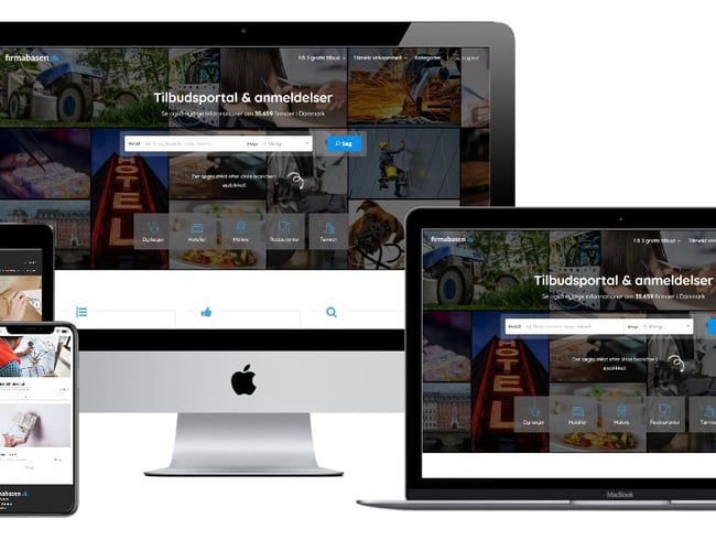 Hjemmeside, 3 tilbud med ca 35000 firmaer