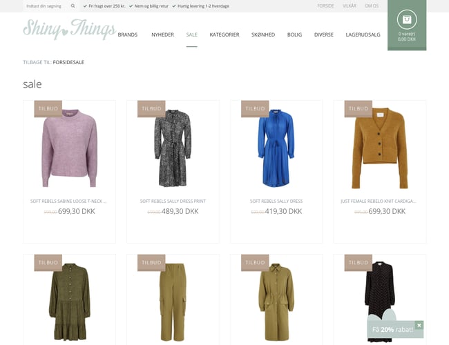 shiny.dk - Webshop med high-end dametøj og stabil månedlig omsætning