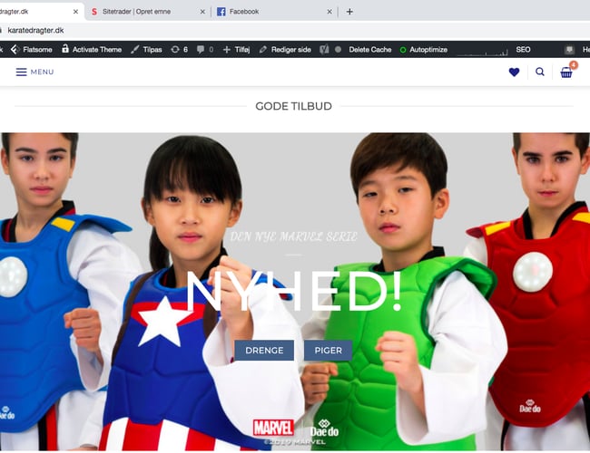 Webshop med salg af karate udstyr - Omsætning 50.000 kr. 