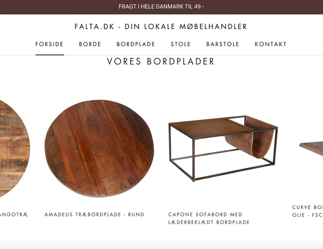 Falta.dk | 100% Køreklar dropship webshop med Borde, stole med mere.
