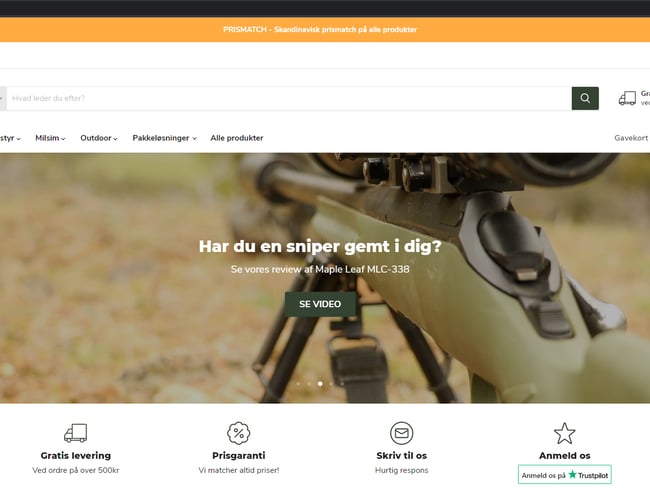 Webshop med salg af Airsoft, Outdoor og Milsim grej sælges