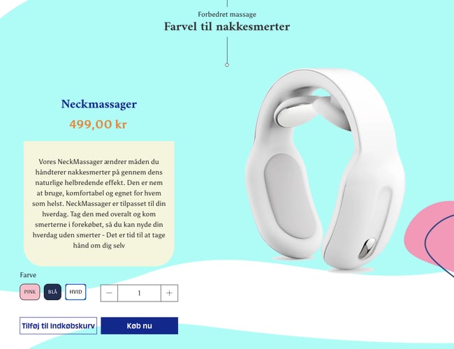 Carerelief.dk - Unik webshop med dropshipping af niche produktet Neck Massage 