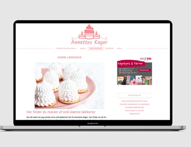 Hjemmeside med kageopskrifter sælges - i snit 20.000 sidevisninger om måneden. I år indtil videre 194.000.