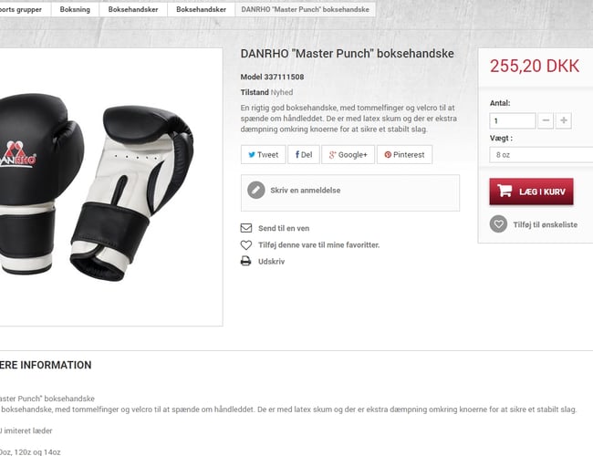 Veletableret Dropship Webshop med kampsportsudstyr | oms 125.000 /år.