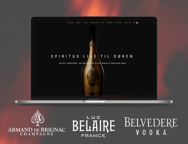 Webshop med salg af spiritus - Agentur på, Rom, Gin (flere) whisky, vine, champagne m.m