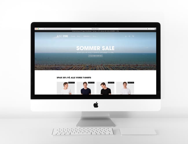 Optimeret webshop med klassiske T-shirts klar til drift - 800 tilmeldt nyhedsbrevet.