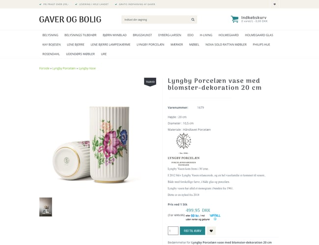 Webshop Gaverogbolig.dk til salg - Omsætning i alt: 3,5 mio DKK - Brugskunst og interiør 