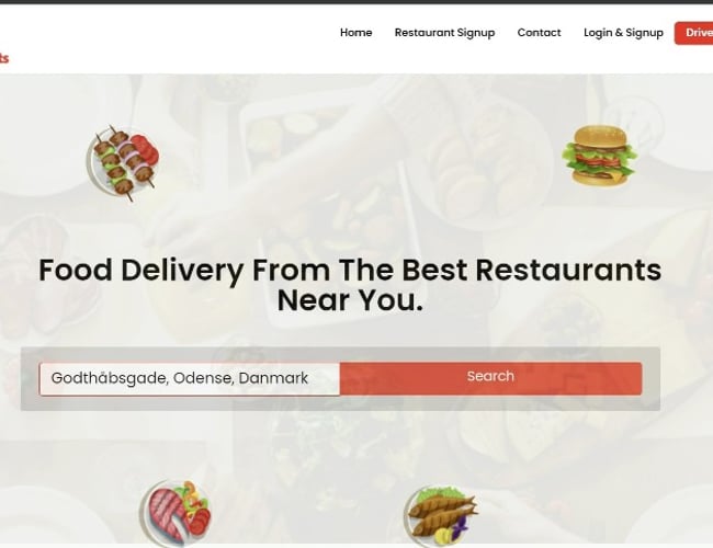 AndEats.com en komplet løsning til levering af mad/dagligvarer som, Justeat, Hungry.dk og Wolt med tilhørende 6 apps (3 til hver OS )(iOS og Android) og .dk og .com domæner.