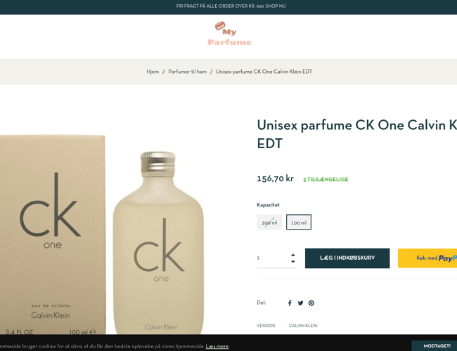  Dropshipping webshop - Myparfume.dk