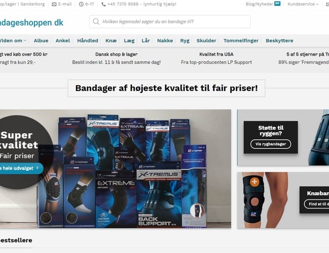 Webshop med bandager sælges - Månedlig omsætning på ca. 20.000 kr. - Wordpress