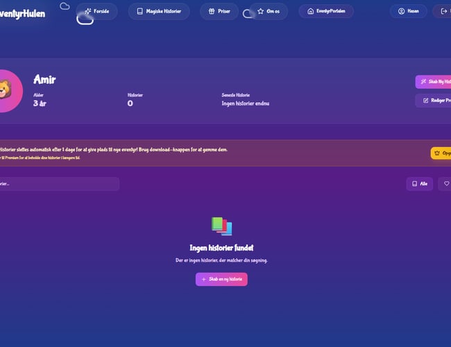 Eventyrhulen.nu – Magisk AI-historieunivers for børn 100% automatisere – KLAR TIL OVERTAGELSE (NEDSAT)