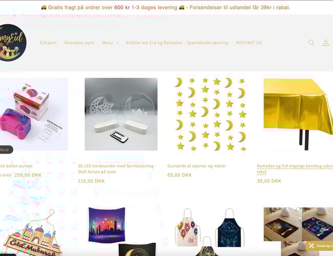 MyEid - velfungerende webshop til salg - Nr 1 og 2 på google på vores produkts nøgleord