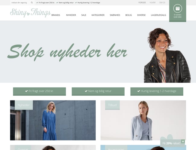 shiny.dk - Webshop med high-end dametøj og stabil månedlig omsætning