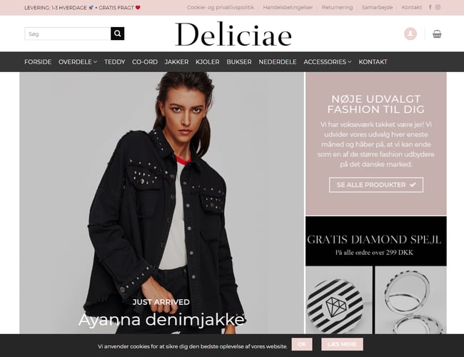 Moderne B2C tøj webshop - Deliciae.dk - Omsatte 11.000 kroner første måned.