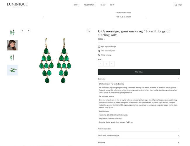 Eksklusiv webshop smykkebutik til salg – LUMINIQUE