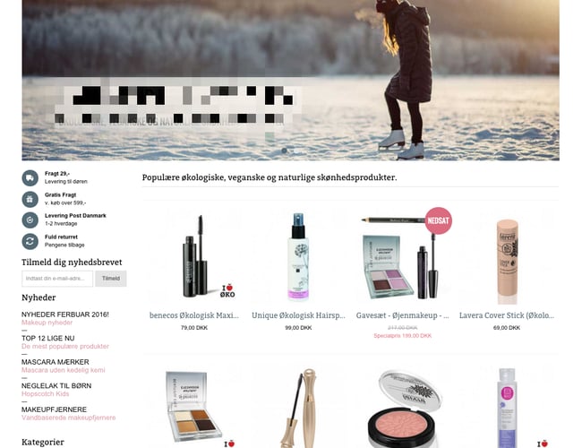 Velkørende webshop m. øko skønhedsprodukter