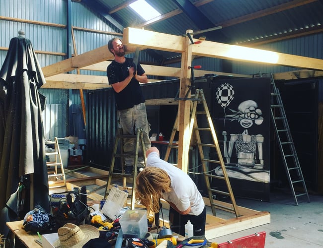 Guerilla Køkkenets Container restaurant fra " det fedtede hjørne "  i Hornbæk.