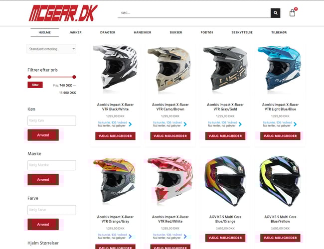 MCGEAR - webshop med motorcykel udstyr og beklædning - ren dropshipping