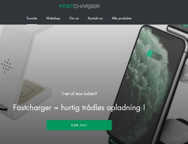 NY PRIS! Webshop med smarte 3i1 trådløsere ladere - omsat for ca. 4.000 kr. i 21