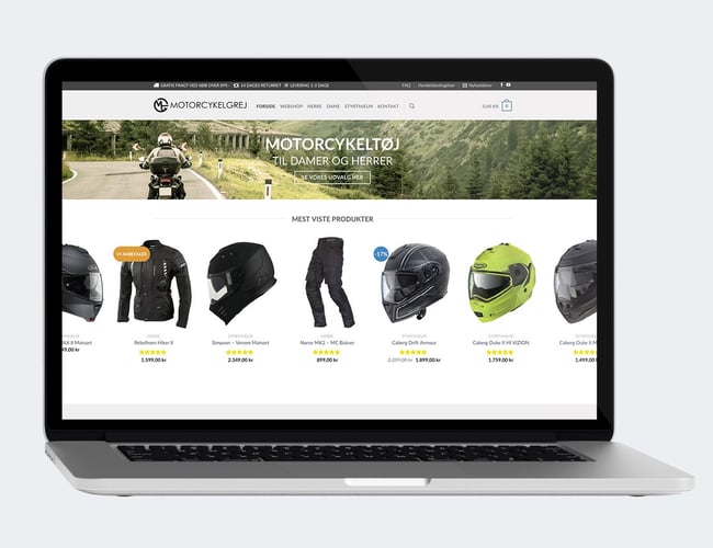 Webshops med stigende omsætning indenfor salg af MC hjelme samt motorcykeltøj 
