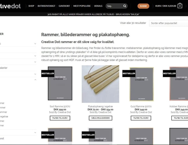 CreativeDot - Design webshop/salgsportal med eget brand - Omsætning ca. 130.000 kr. i 2018 (på standby)