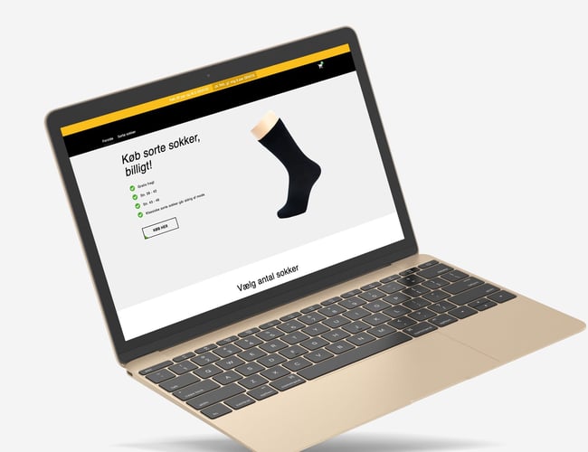 Webshop med salg af sorte sokker og med abonnementsløsning