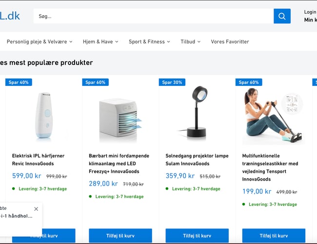 Dropshipping webshop køreklar. Hurtig EU leverandør med over 50.000 produkter. - Omsætning på 13.000 kr.