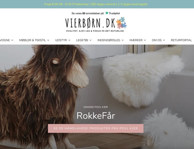 Webshop med udstyr og legetøj til børn til salg - Dansk leverandør og dropshipping