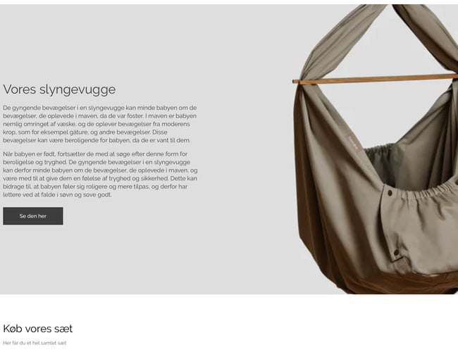 Babygyngen.dk - Webshop med slyngevugge -  med dropshipping leverandør!