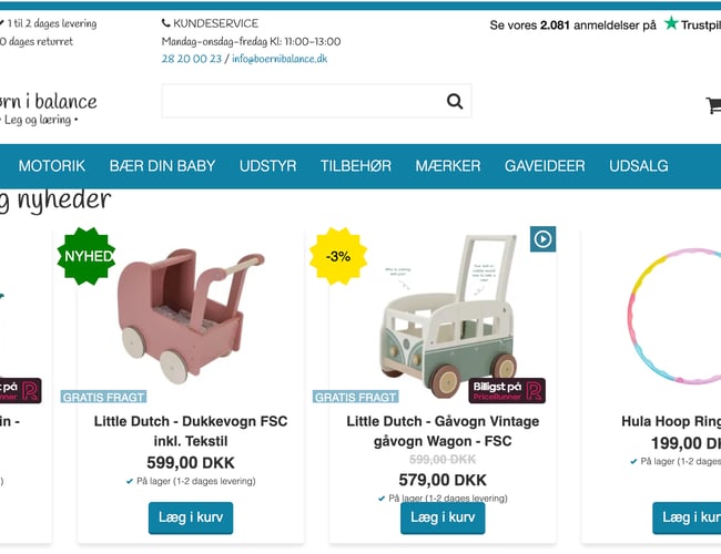 14 år gammel Webshop til salg - Børnibalance - Omsætning 3.3 millioner - Forventet 4.2 millioner i 2023