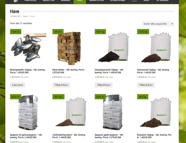 Dropshipping - Salg af træpiller, brændetårne, briketter - JOSMA.dk - Omsætning de sidste 3 år: 865.000 / 850.000 / 470.000