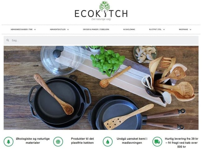Webshop med bæredygtigt køkkentilbehør & varelager