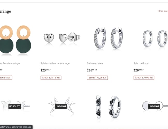 Klargjort Dropshipping Webshop med salg af Smykker