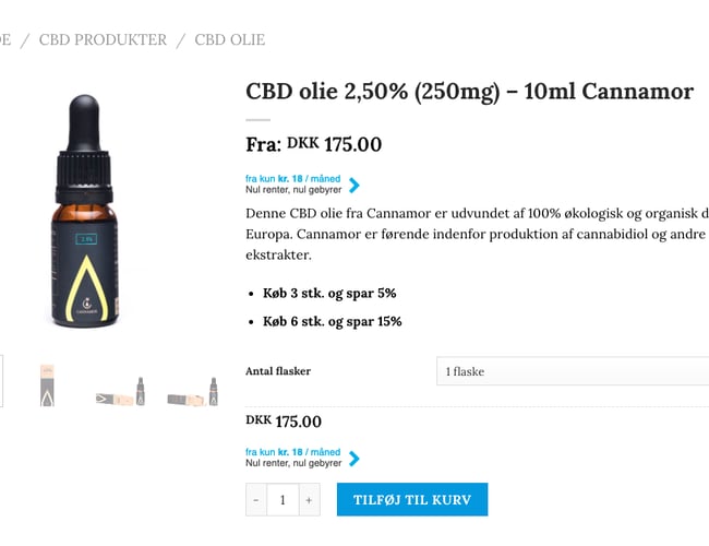 CBD olie webshop med stort potentiale sælges - Bruttosalg seneste år - 71.529 kroner