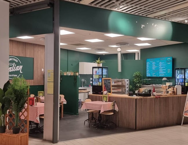 Pizzeria med unik beliggenhed i Glostrup centeret lige foran Føtex. 