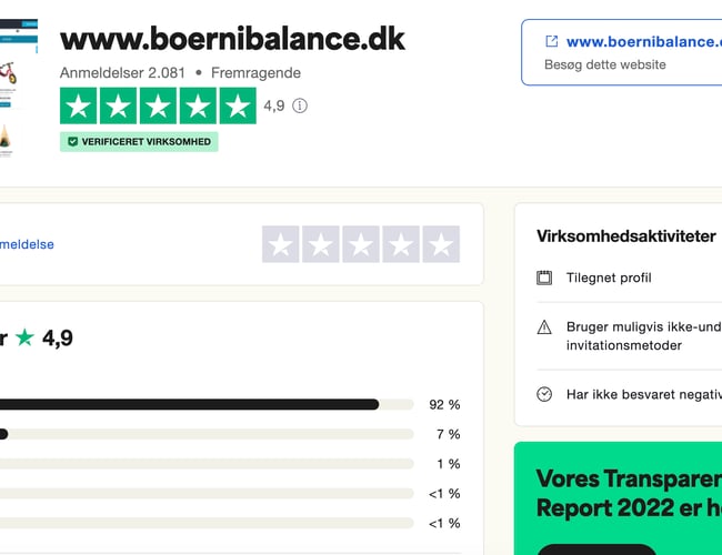 14 år gammel Webshop til salg - Børnibalance - Omsætning 3.3 millioner - Forventet 4.2 millioner i 2023