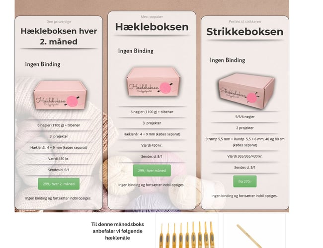 Hækleboksen.dk Abonnementsvirksomhed på Danmarks hurtigst voksende marked. - Omsætning i 2020 ca. 780.000 kr.