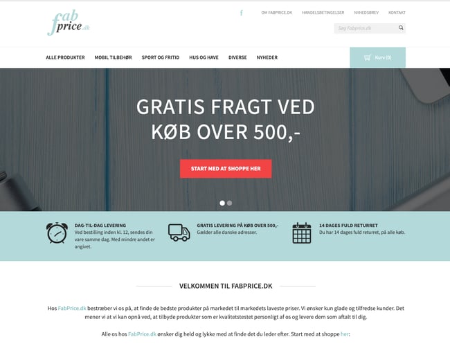 fabprice.dk - Webshop med salg af gadgets, mobil tilbehør m.m.