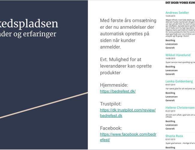 Bedrefest.dk - Bookingportal til fest og events - Omsætning ca. DKK 450.000,-