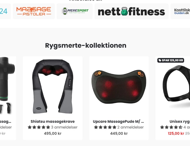 Webshop med salg af massagepistol og produkter mod rygsmerter - Omsætning: 162.000 kr.