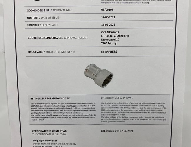 Salg af import kontakt og varelager Rustfri VVS