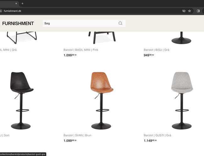 Furnishment | High end dropshipping møbelshop | 100% køreklar