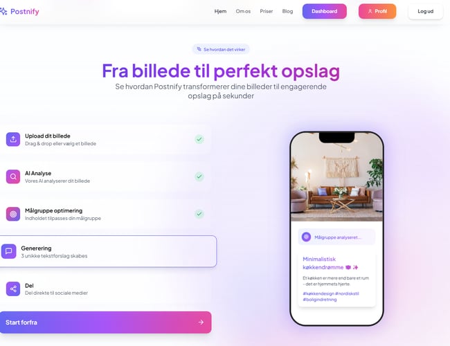 Postnify.dk – 100% automatiseret AI-platform til sociale medier – KLAR TIL OVERTAGELSE