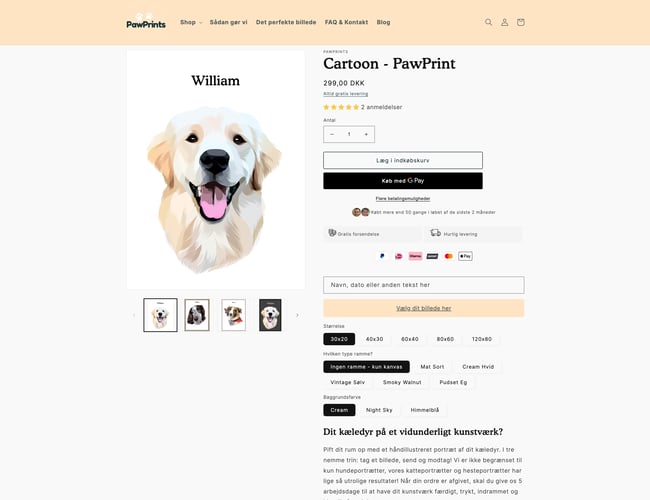 PawPrints.dk - Kæledyrsportrætter, puder, kaffekrus og muleposer