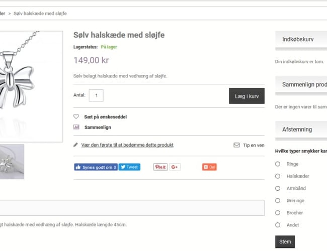 Magento smykke webshop sælges